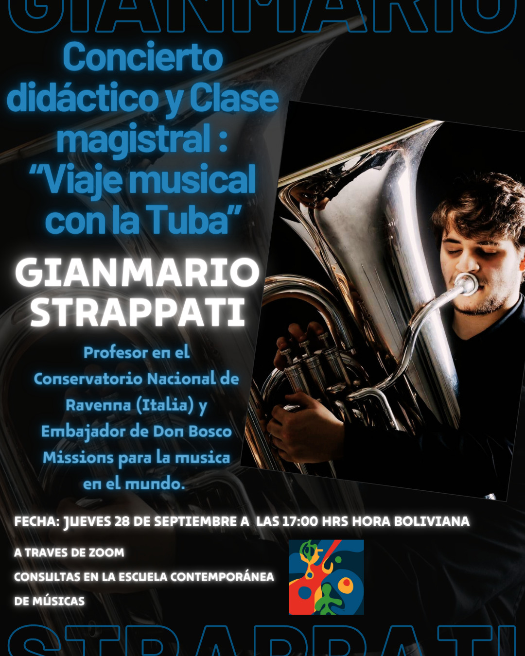 En este momento estás viendo Gianmario Strappati (Tuba) – Profesor del Conservatorio Nacional G. Verdi de Ravenna (Italia), Institucion de alta cultura.